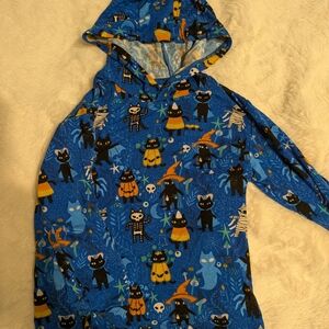 Blue Cat and Ghost Pattern Hoodie